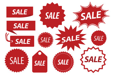 Sale label. Red badge sticker design. Vector illustration. EPS10