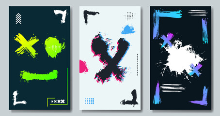 Abstract art paint. Set of paint shapes. Scratches. Isolated  vector illustrations. Set of posters, brochures, banners, backgrounds. © Goldenboy_14