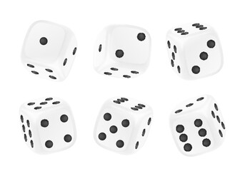 Set of realistic dices with numbers of black dots, vector illustration
