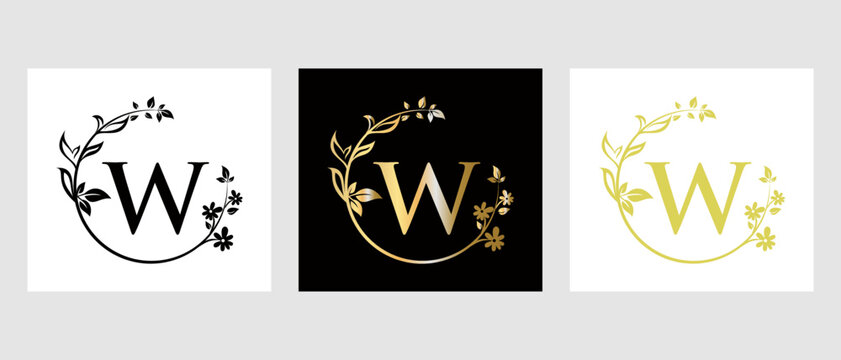 Letter W Beauty Logo for Decorative, Flower, Spa Template