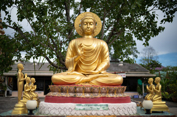 Bangkok, Thailand, August 21, 2022 :   Wat Thongna Plang. Outside of the chapel ( Buddhist temple ) area.