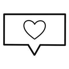 Black doodle heart speech bubble.	
