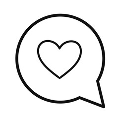 Black doodle heart speech bubble.	