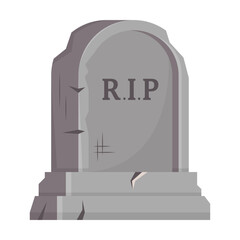 Spooky tombstone vector illustration. RIP gravestone for Halloween, cemetery or tomb, stone crosses on white background. Halloween, funeral concept - obrazy, fototapety, plakaty