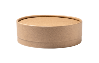 【切り抜き済・背景透過 PNG】クラフト茶色の丸い箱・カートン・ギフトボックス｜パッケージ