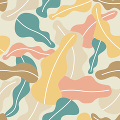 Tropical summer leaf Wallpaper seamless pattern design,line arts hand drawn outline design for fabric , print, cover, banner and invitation