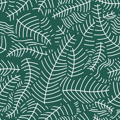 Tropical summer leaf Wallpaper seamless pattern design,line arts hand drawn outline design for fabric , print, cover, banner and invitation