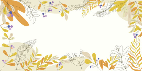 Naklejka na ściany i meble Background natural green leaves frame. Tropical summer leaf Wallpaper pattern design, Nature theme simple vector illustration