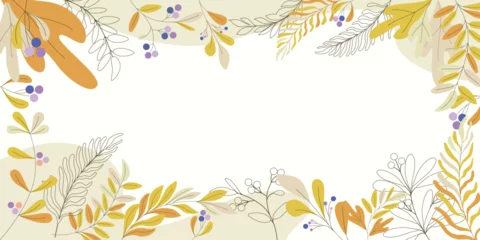 Schilderijen op glas Background natural green leaves frame. Tropical summer leaf Wallpaper pattern design, Nature theme simple vector illustration © Surakit