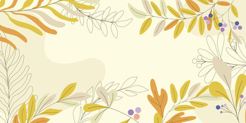 Background natural green leaves frame. Tropical summer leaf Wallpaper pattern design, Nature theme simple vector illustration