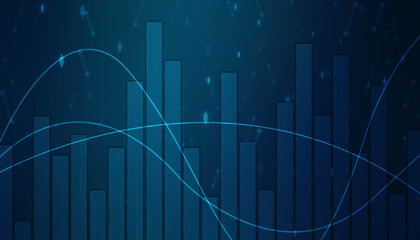 Fototapeta premium Business Growth graph on technology background, Futuristic raise arrow chart digital transformation abstract technology background. Big data and business growth currency stock and investment economy