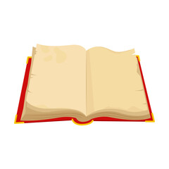 Open book and paper vector illustration. Hard cover book isolated on white background. Literature concept