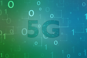Obraz premium Creative glowing 5G backdrop. Mobile internet concept, 5G internet Connection, Communication Concept, Technology concept