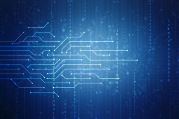 Abstract futuristic circuit board Illustration, Circuit board with various technology elements. Circuit board pattern for digital abstract technology background