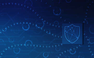 Protect and Security concept. Digital Shield on abstract technology background, Cyber security and information or network protection. Future technology web services for business and internet project