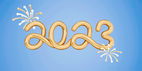 Happy new year 2023. New year celebration background. Years change to new year 2023 concept. 3D Render illustration