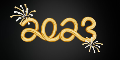 Happy new year 2023. New year celebration background. Years change to new year 2023 concept. 3D Render illustration
