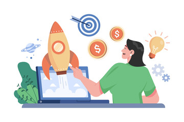 Girl Thinking About The Startup Idea