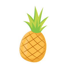 Comic ripe juicy pineapple vector illustration. Cartoon isolated on white background. Summer, vacation concept