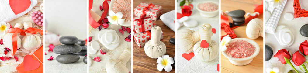 Beautiful spa collage for Valentine's Day celebration
