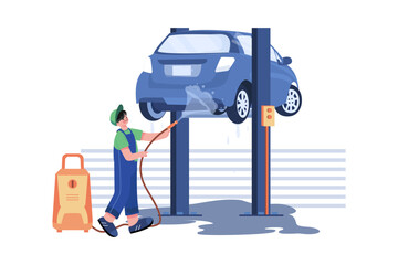 Underbody Car Wash Illustration concept on white background