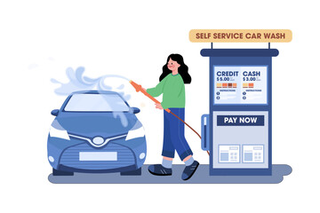 Fototapeta Self Service Car Wash Illustration concept on white background obraz