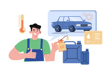Oil Change and Lube Illustration concept on white background