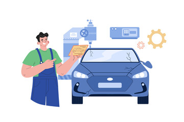 Car Repair Illustration concept on white background