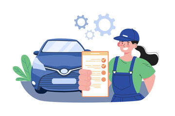 Car Maintenance Illustration concept on white background
