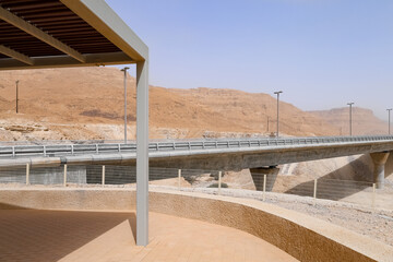 View of road bridge in desert