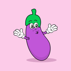 eggplant carton character, eggplant retro design, eggplant mascot vector illustration suitable for food business.