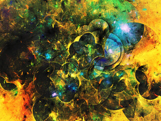 yellow and green abstract fractal background 3d rendering illustration