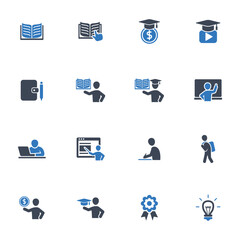Fototapeta na wymiar Studying and learning icons set vector graphic illustration