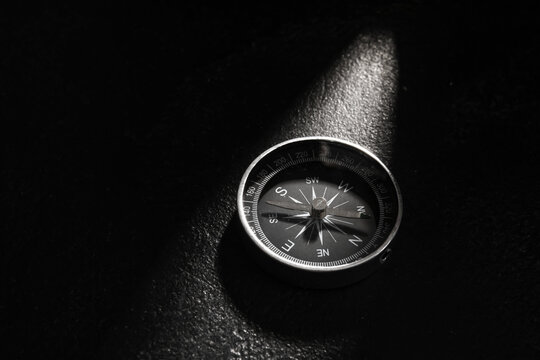 Black Compass On Dark Background