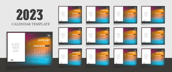 Desk calendar 2023 business template vector illustration