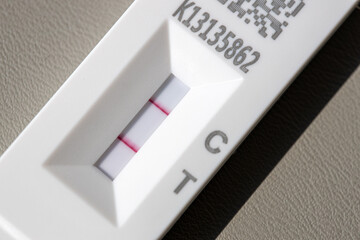 The positive result of the COVID-19 antigen test box for home use