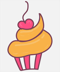 set of cupcakes vector art icon