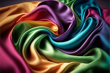 Rainbow colored silk background, abstract luxury cloth.