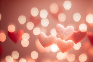 Fototapeta premium Cute hearts, Valentine's Day, bokeh lights Micro hearts.