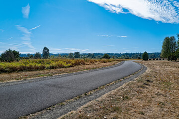 A section of the connector bike trail curves through Marymoor Park in Redmond, Washington, USA