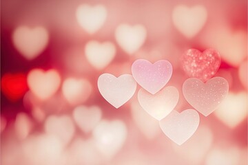 Fototapeta premium Cute hearts, Valentine's Day, bokeh lights Micro hearts.