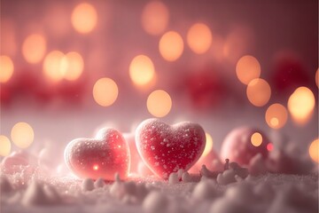 Naklejka na ściany i meble Cute hearts, Valentine's Day, bokeh lights Micro hearts.