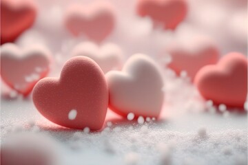 Obraz premium Cute hearts, Valentine's Day, bokeh lights Micro hearts.