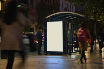 Blank outdoor advertising bus shelter