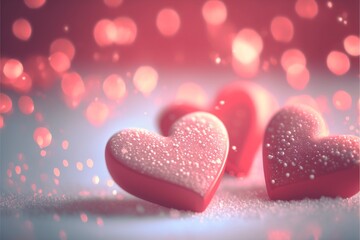 Obraz premium Cute hearts, Valentine's Day, bokeh lights Micro hearts.