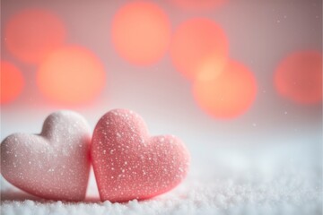 Obraz premium Cute hearts, Valentine's Day, bokeh lights Micro hearts.