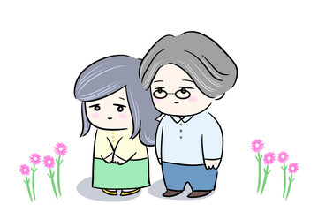 couple snuggle up good friend illustration father mother middle  forties fifties