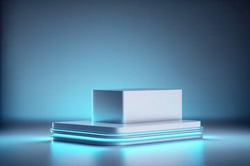 Soft color product display podium metallic background. Pedestal for cosmetic product placement. 3d render