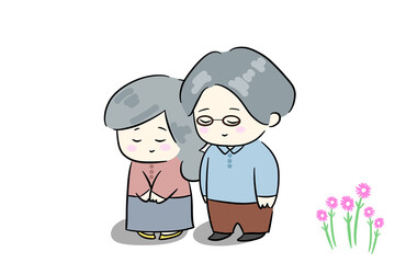 couple snuggle up good friend illustration father mother middle  forties fifties