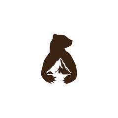 bear and mountain vector illustration for an icon,symbol or logo. bear template logo